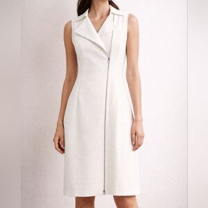 Akris Punto Asymmetric Zip Sheath Dress Ivory Size 8